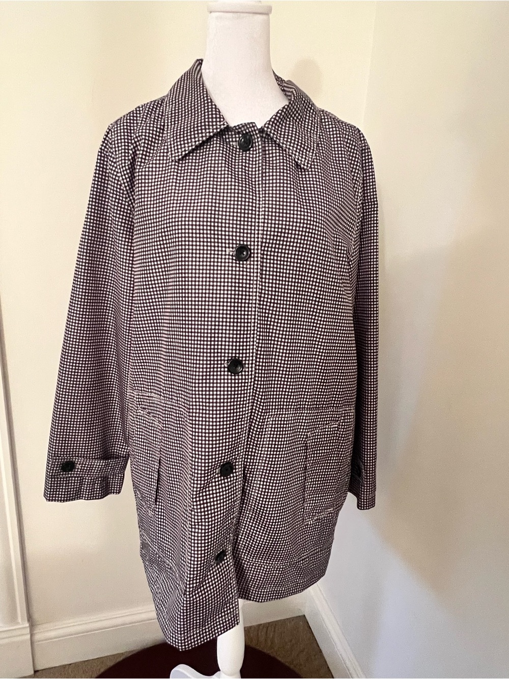Classic Black & White Check Women's Coat